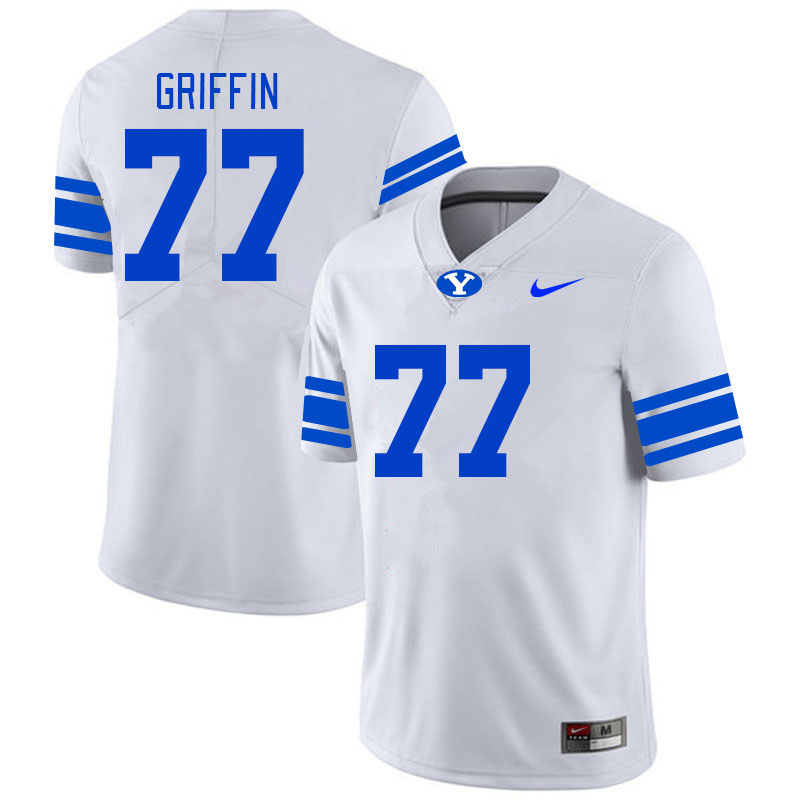 Men #77 Jake Griffin BYU Cougars College Football Jerseys Stitched-White